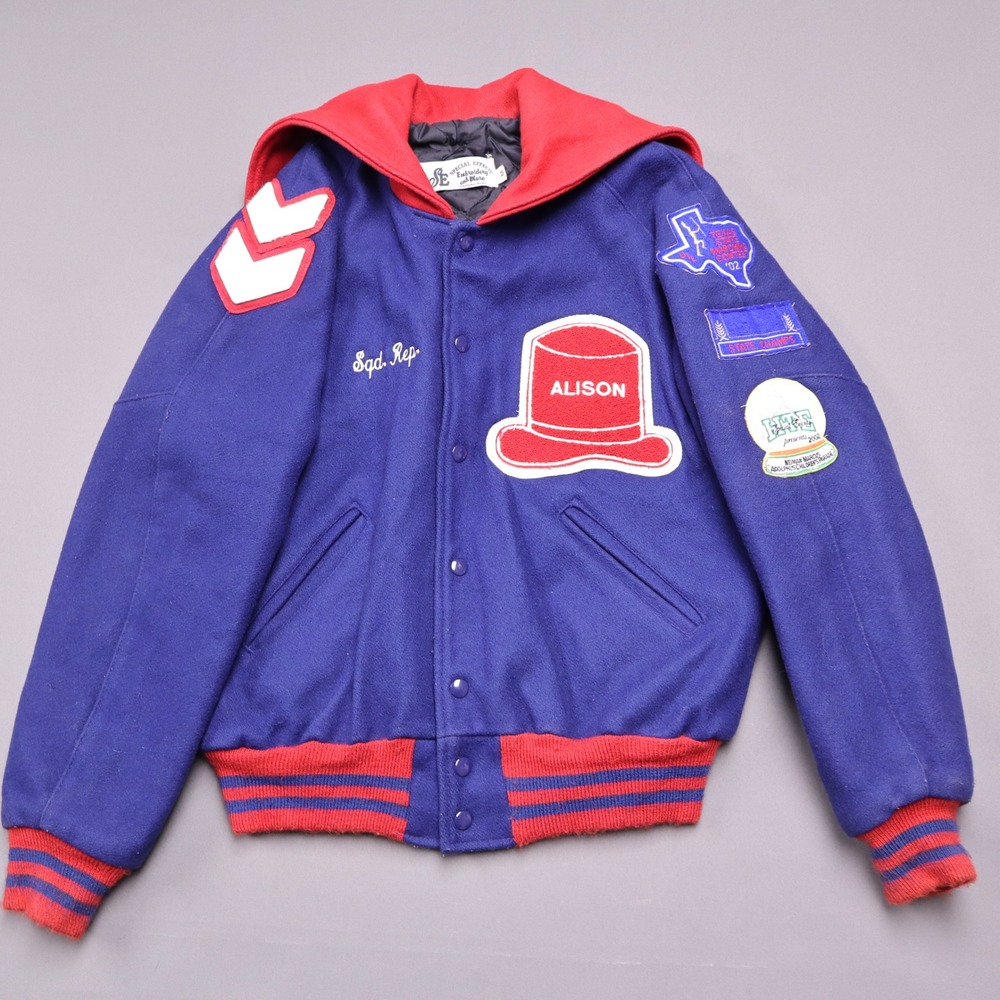 Vintage Special Effects Varsity Jacket Purple Wool High Hats Texas State Patch M